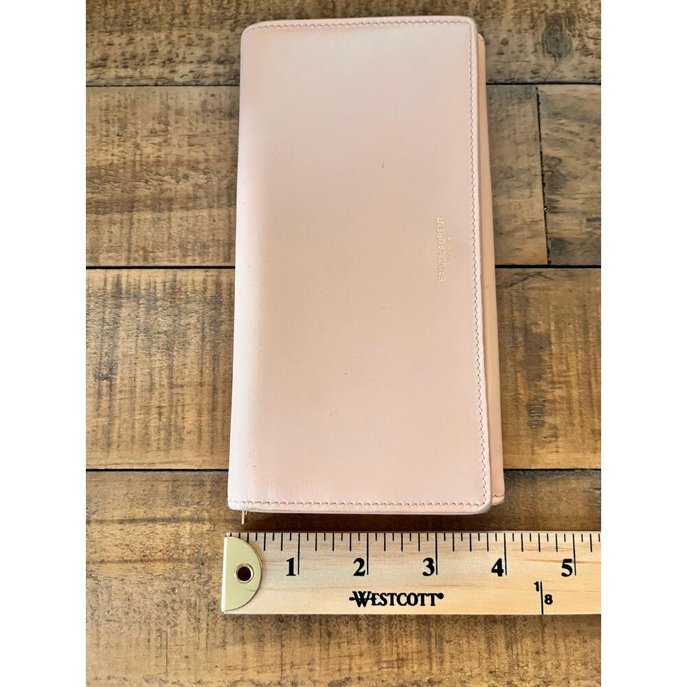 SAINT LAURENT YSL Leather Long BI-FOLD Wallet in Blush Pink - Picture 13 of 13